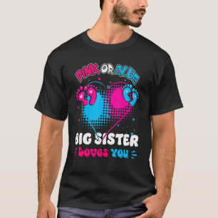 Camiseta Coração Rosa Ou Azul Grande Irmão Te Ama Chá Ge