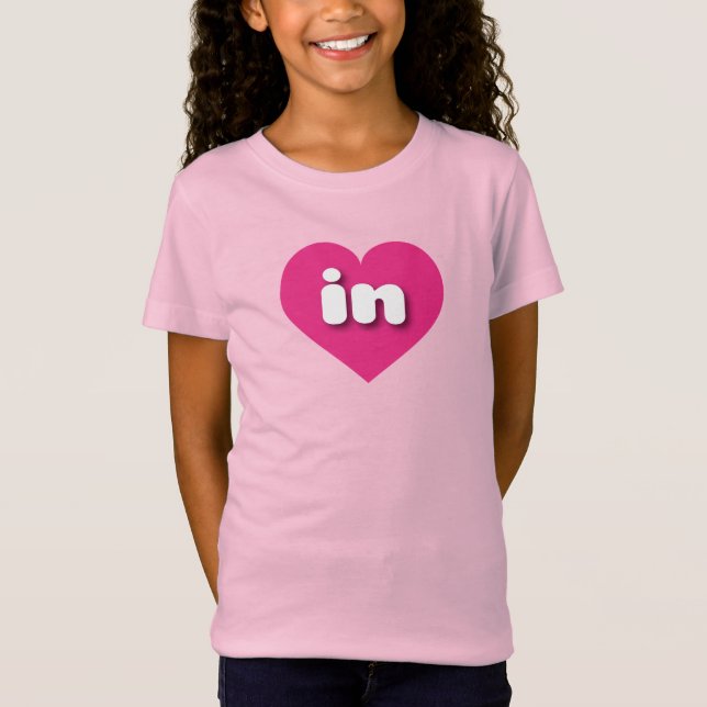 Camiseta Coração rosa-quente de Indiana - Eu adoro (Frente)