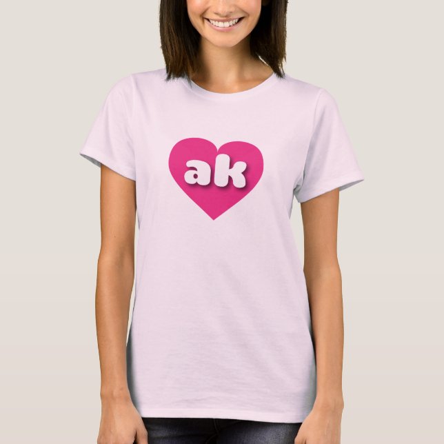 Camiseta Coração rosa-quente do Alasca - Eu amo ak (Frente)