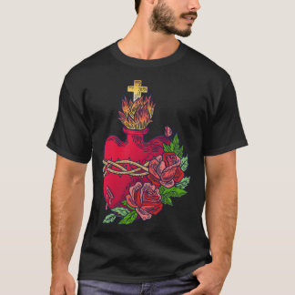 Camiseta Coração Sagrado de Jesus Arte Católica Tradicional