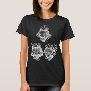 Camiseta Coração Sagrado de Jesus e Coração Imaculado de Ma