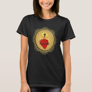 Camiseta Coração Sagrado de Jesus Tradicional Latino Católi