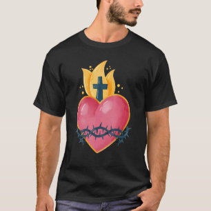 Camiseta Coração Sagrado de Jesus Tradicional Latino Católi