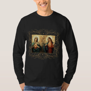Camiseta Coração Sagrado e Imaculado Imaginário Jesus e
