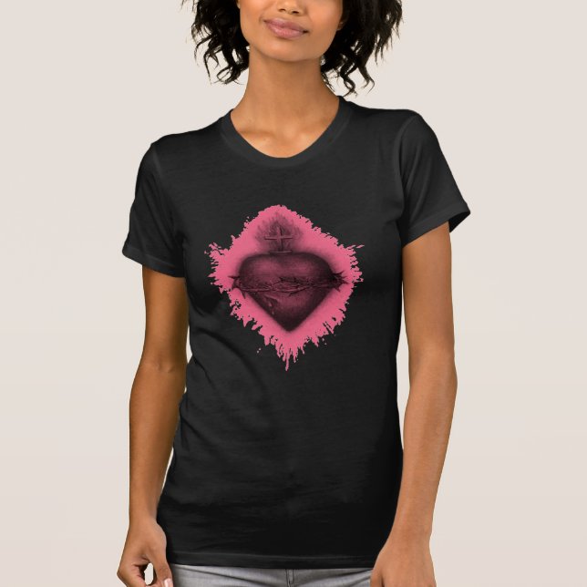 Camiseta Coração Sagrado Rosa (Frente)