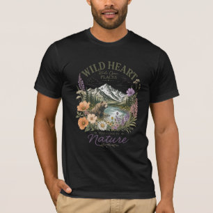 Camiseta Coração Selvagem Lugares Amplos Urso Montanha Flor