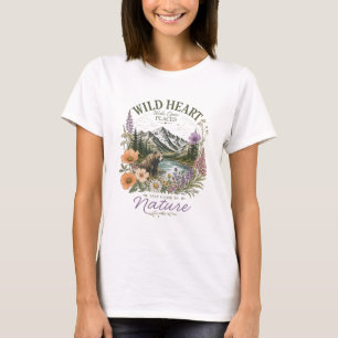 Camiseta Coração Selvagem Lugares Amplos Urze Flor Silvestr