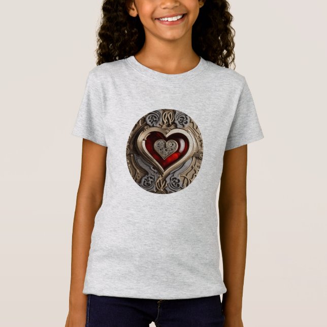 Camiseta Coração Steampunk - Amor Mecânico insípido (Frente)
