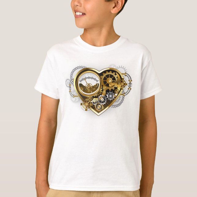 Camiseta Coração Steampunk com Manômetro (Frente)