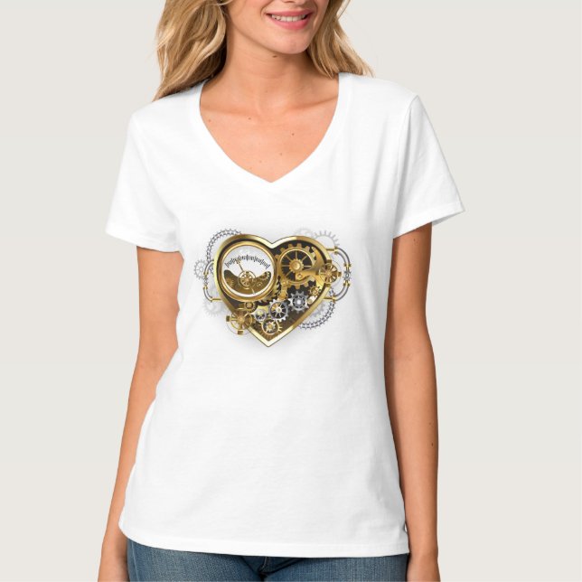 Camiseta Coração Steampunk com Manômetro (Frente)