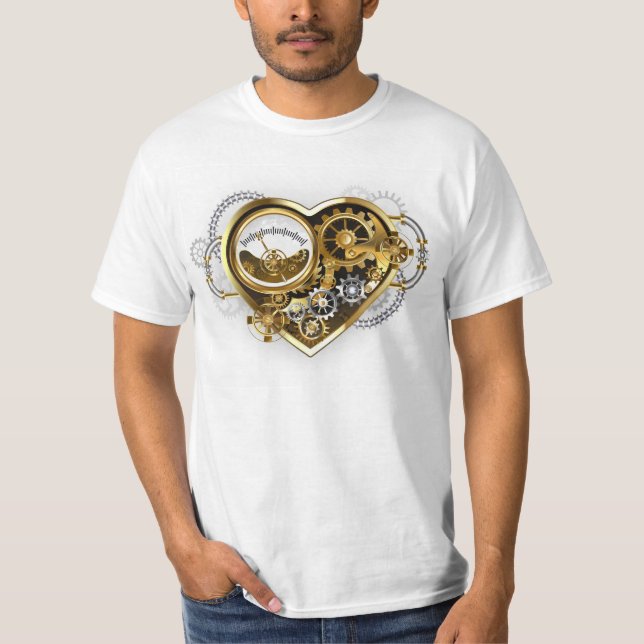 Camiseta Coração Steampunk com Manômetro (Frente)