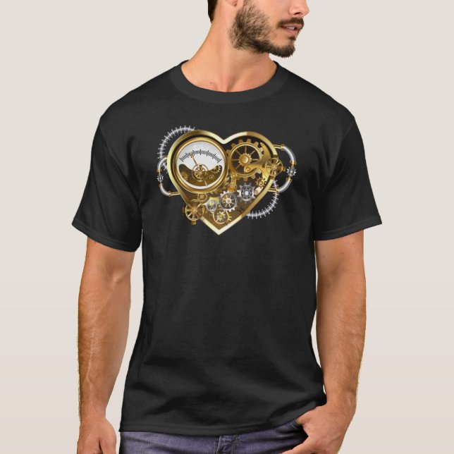 Camiseta Coração Steampunk com Manômetro (Frente)