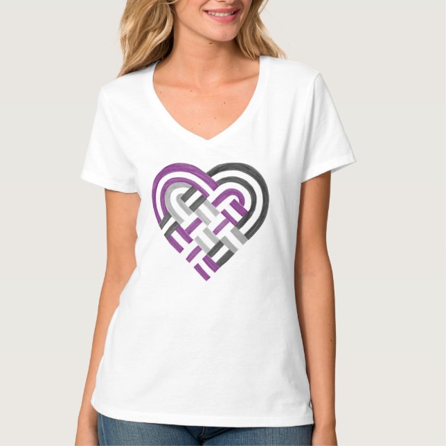 Camiseta Coração Tecido Ace Orgulho Asexual Bandeira Cinza  (Frente)