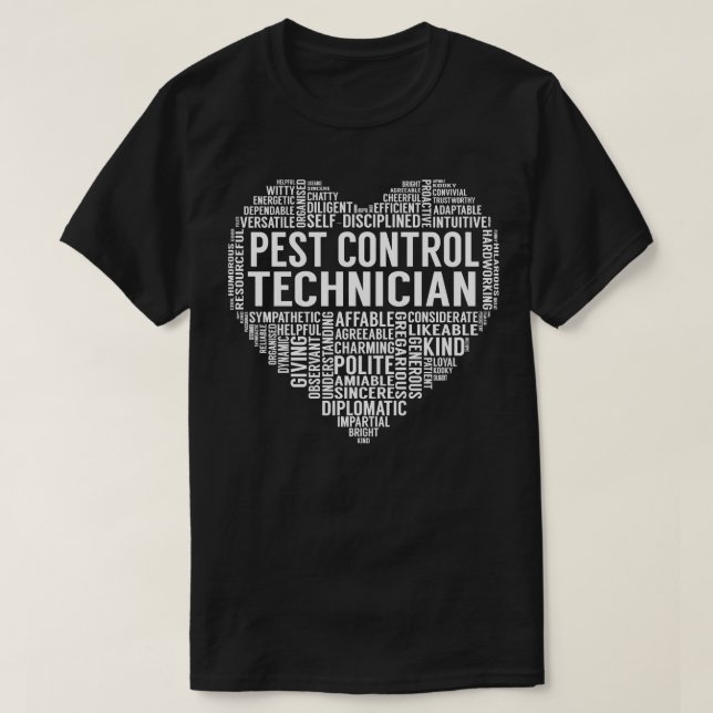 Camiseta Coração Técnico de Controle de Pest (Frente do Design)