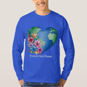 Camiseta Coração Terra do Planeta de Texto Personalizado