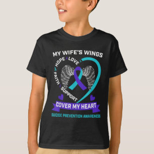 Camiseta Coração Turquesa Roxo Perco Minha Esposa Conscient