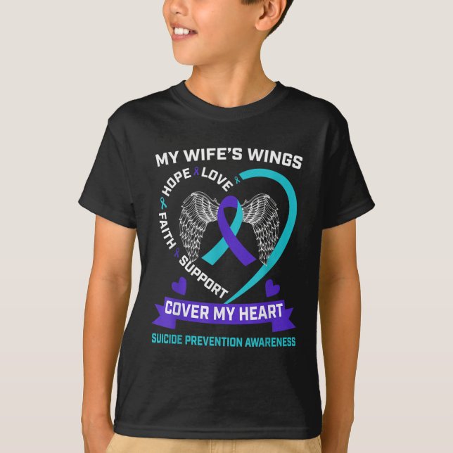 Camiseta Coração Turquesa Roxo Perco Minha Esposa Conscient (Frente)
