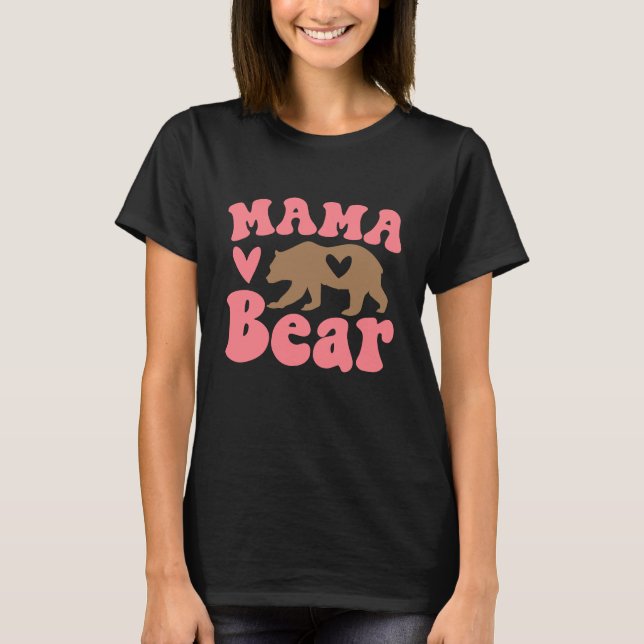 Camiseta Coração, Urso da Mamãe, Retrô, Bonita, Engraçada M (Frente)