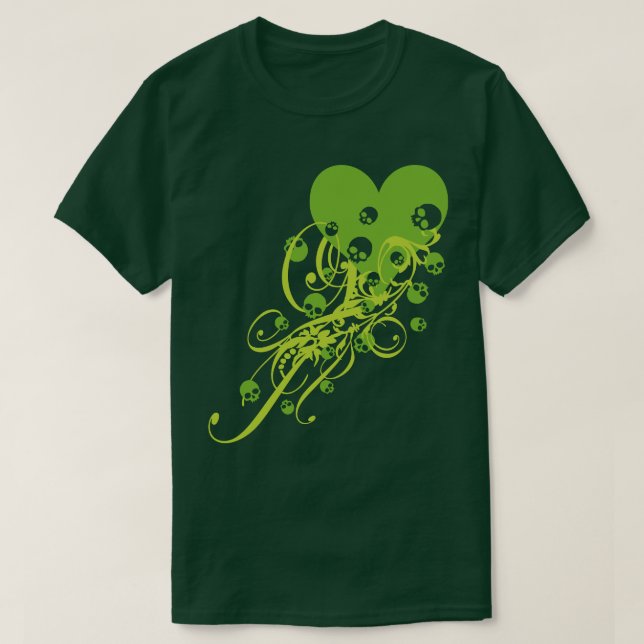 Camiseta Coração Verde com Camisa-T (Frente do Design)