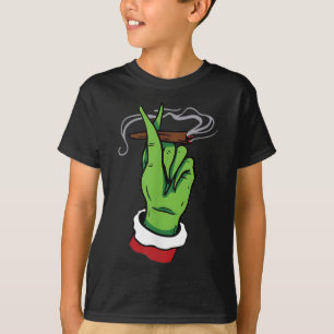 Camiseta Coração Verde de Natal Atirado à Mão Alta C