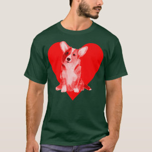 Camiseta Coração Vermelho Cachorro Corgi -888