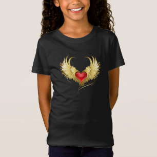 Camiseta Coração Vermelho com Asas Douradas