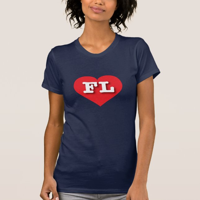 Camiseta Coração Vermelho da Flórida - Eu amo FL (Frente)