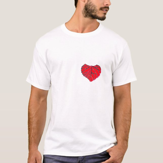 Camiseta Coração vermelho da folha (Frente)