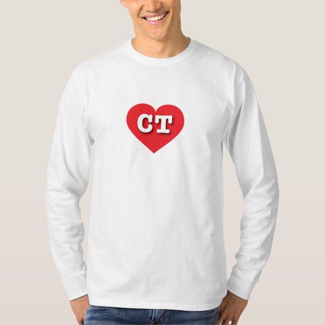 Camiseta Coração Vermelho de Connecticut - Adoro CT (Frente)