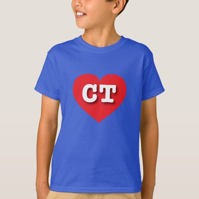 Camiseta Coração Vermelho de Connecticut - Adoro CT (Frente)