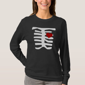 Camiseta Coração vermelho de esqueleto