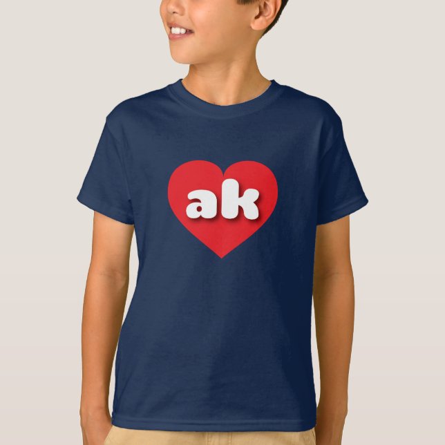 Camiseta Coração vermelho do Alasca - Eu amo ak (Frente)