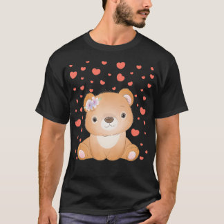 Camiseta Coração Vermelho do Dia de os namorados do Urso pa