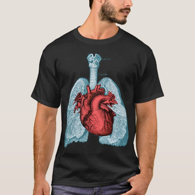 Camiseta Coração Vermelho E Pulmões Anatomia Humana (Frente)
