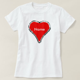 Camiseta Coração vermelho esperando pelo nome T-Shirt