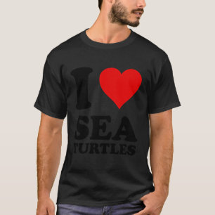 Camiseta Coração Vermelho Eu Adoro Tartarugas do Mar