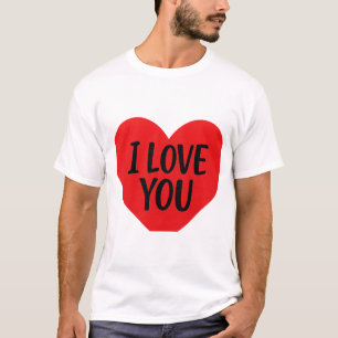 Camiseta Coração Vermelho “EU TE AMO” – Design Minimalista