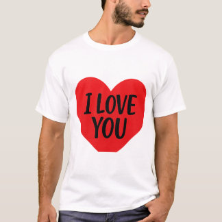 Camiseta Coração Vermelho “EU TE AMO” – Design Minimalista