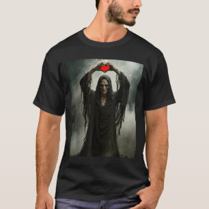 Camiseta Coração vermelho fantasma mãos rosto assustador ha