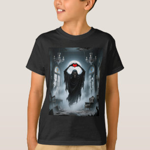 Camiseta Coração vermelho fantasma mãos rosto assustador ha