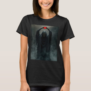 Camiseta Coração vermelho fantasmagórico mãos rosto assusta