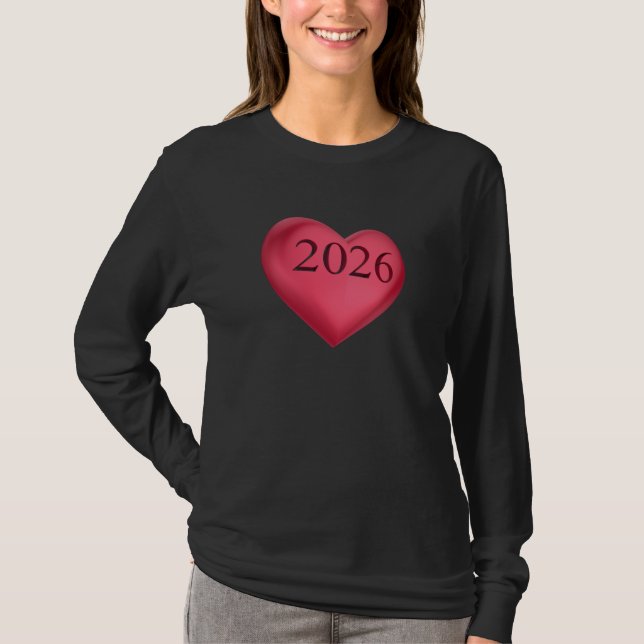 Camiseta Coração vermelho gravado com 2026 (Frente)