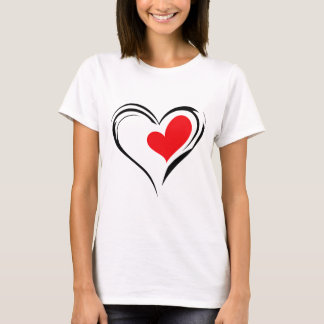 Camiseta Coração Vermelho Ousado – Design Minimalista de Am