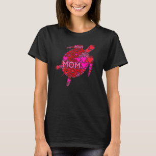 Camiseta Coração Vermelho Rosa Ama Mãe Tartaruga Marinha Bo
