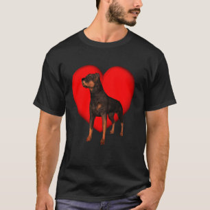 Camiseta Coração Vermelho Rottweiler