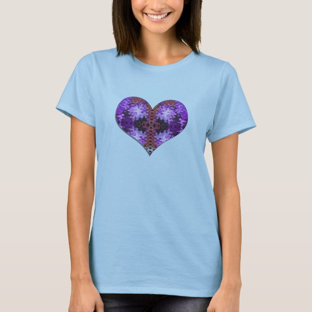 Camiseta coração vermelho roxo (Frente)