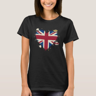 Camiseta Coração Vibrante Union Jack Estilo Pop Art Londres