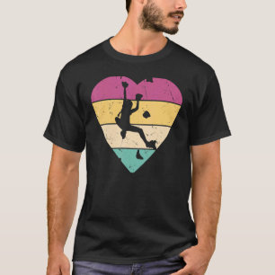 Camiseta Coração Vintage Parede Interior Bouldering Montanh