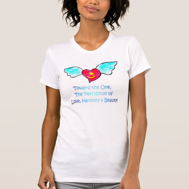 Camiseta Coração voado beleza da harmonia do amor (Frente)