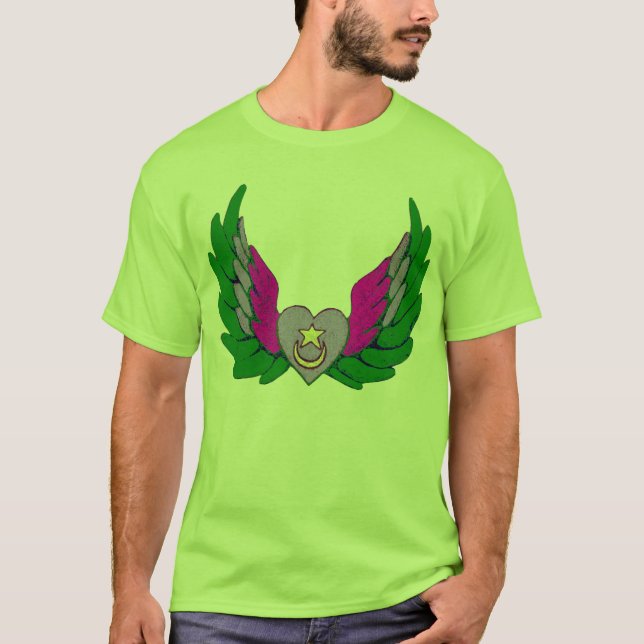 Camiseta Coração voado Sufi verde (Frente)